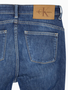 Buy 여성 하이라이즈 바디 부츠핏 다크블루 기모 데님 in color BLUE BLACK HANGER LOOP
