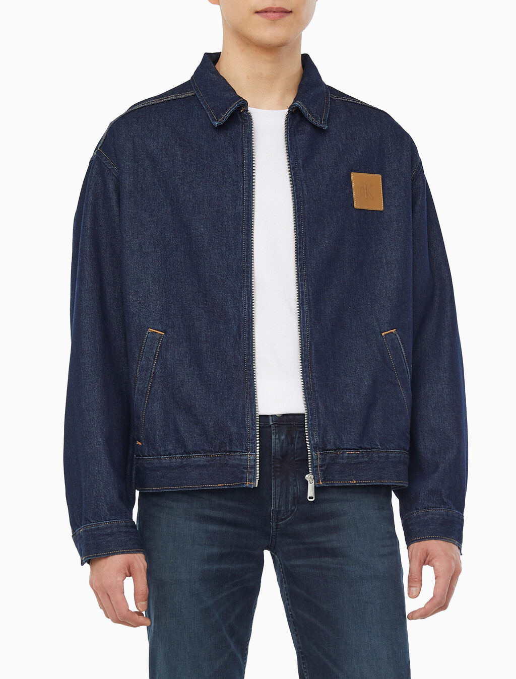 Buy 남성 릴렉스핏 데님 블루종 집업 자켓 in color RINSE BLUE