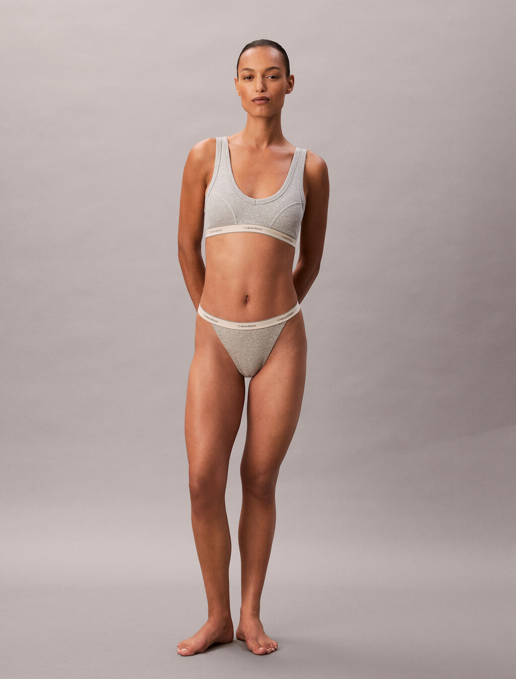 Buy 여성 헤리티지 코튼 AF 트라이앵글 브라렛 (H&E) in color GREY HEATHER