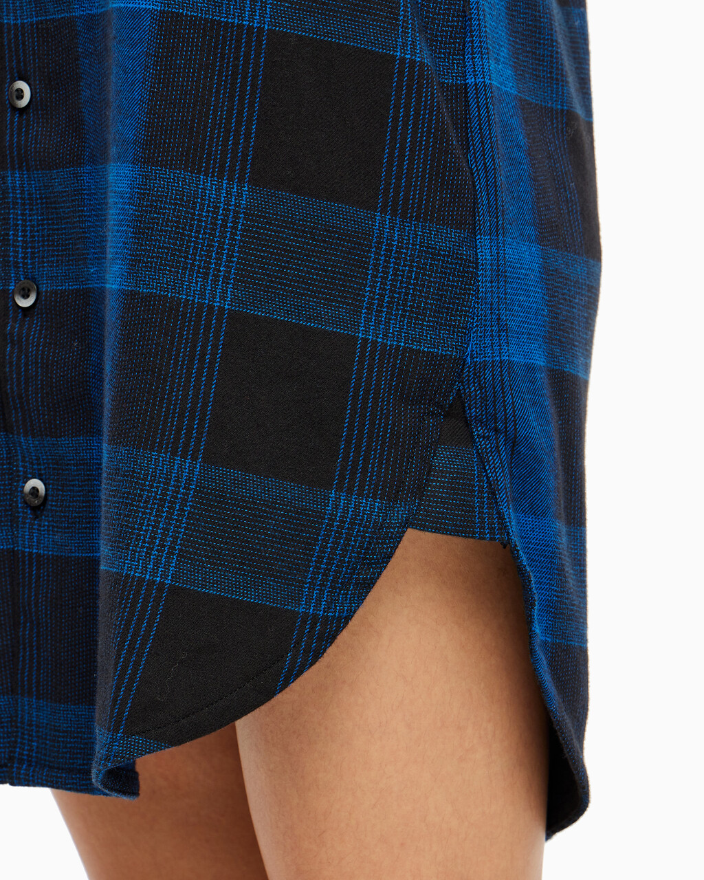 Buy 여성 플란넬 파자마 롱슬리브 나이트 셔츠 in color BLACK FLANNEL