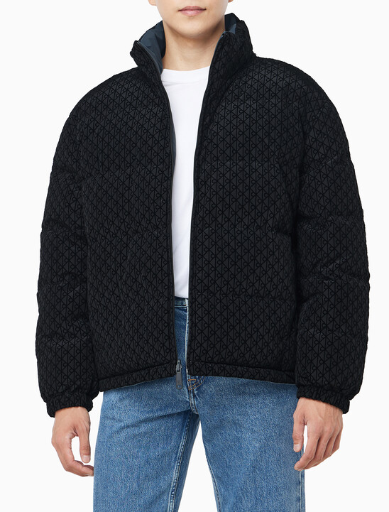 남성 나일론 리버서블 올오버프린트 다운 푸퍼 자켓