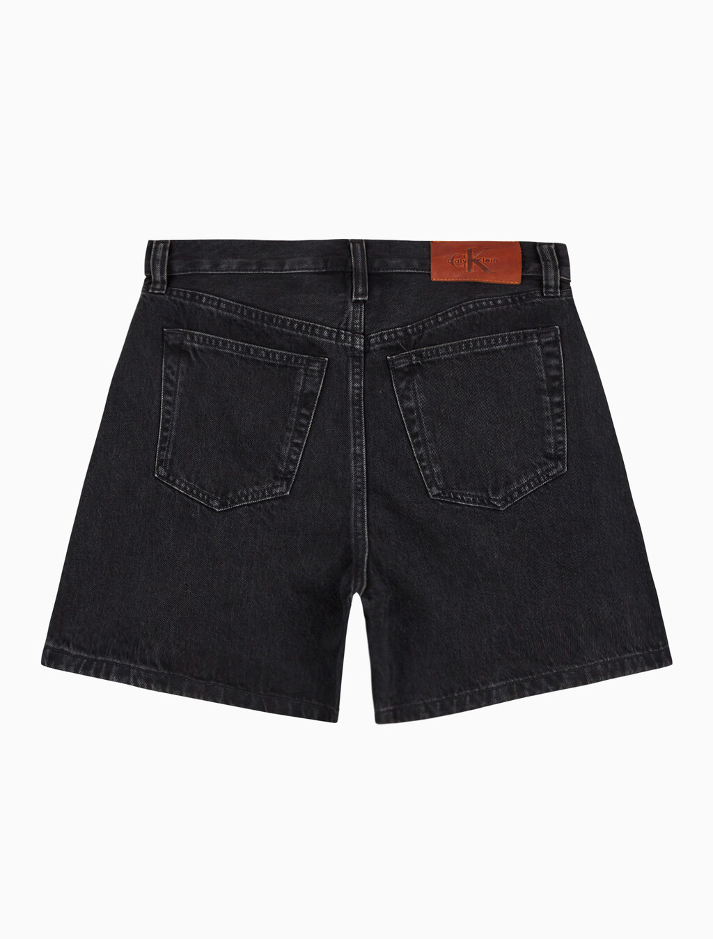 Buy 여성 하이라이즈 A라인 블랙 데님 쇼츠 in color CK ESSENTIAL BLACK