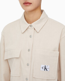 Buy 여성 코듀로이 크롭 셔츠 in color PINK BEIGE