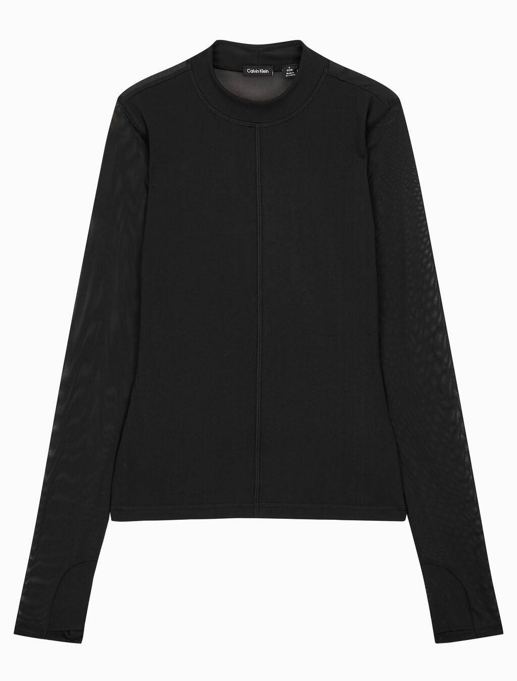 Buy 여성 슬림핏 매쉬 롱슬리브 탑 in color BLACK