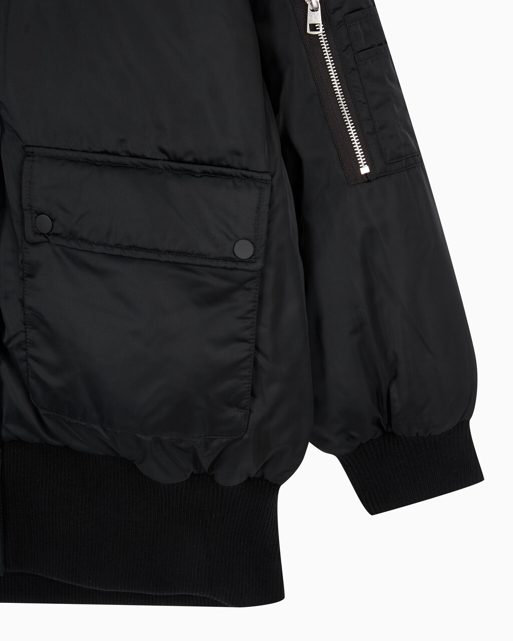 Buy 여성 아카이브 오버사이즈 후디 보머 패딩 in color CK BLACK