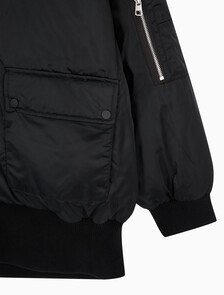 Buy 여성 아카이브 오버사이즈 후디 보머 패딩 in color CK BLACK