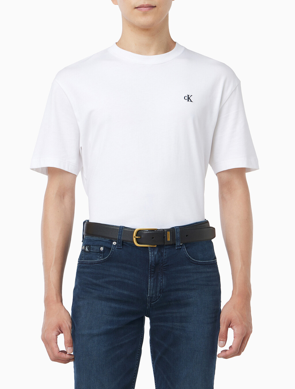 Buy 남성 캐주얼 핀 버클 벨트 32mm in color Black / Old Gold