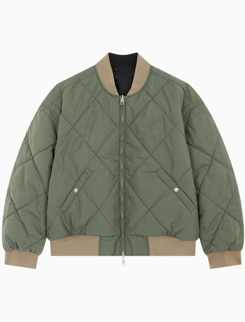 Buy 남성 리버서블 퀼팅 봄버 자켓 in color CK BLACK