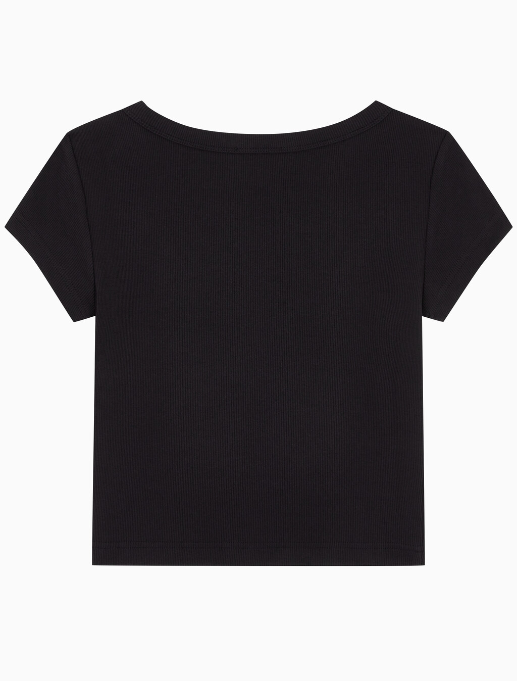 Buy 여성 우븐라벨 립 베이비 티 in color BLACK