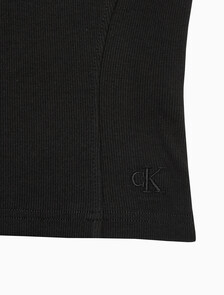 Buy 여성 립 오픈 백 크롭 탑 in color CK BLACK