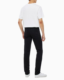 Buy 남성 바디핏 기모 블랙 데님 in color WASHED BLACK LOGO LACE