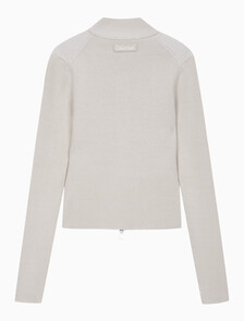 Buy 여성 L/S 풀 집업 스웨터 in color White