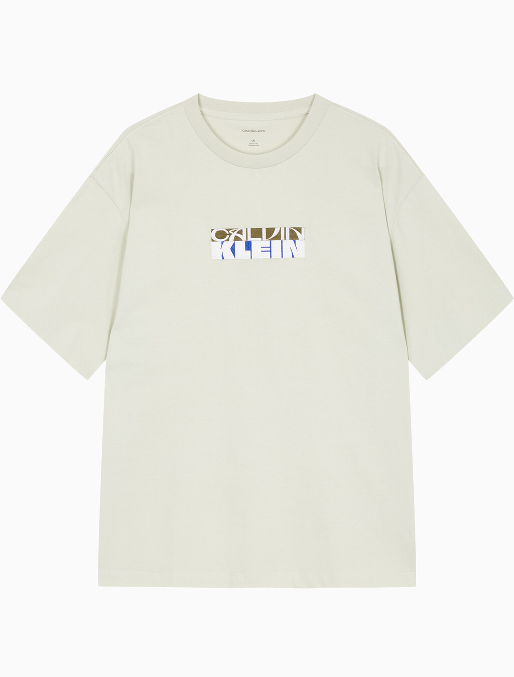 Buy 남성 릴렉스 핏 블락 그래픽 자수 반팔 티셔츠 in color BONE WHITE