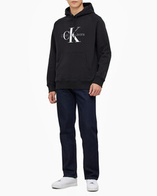 Buy 남성 롱슬리브 릴렉스핏 모노그램 기모후디 in color CK BLACK