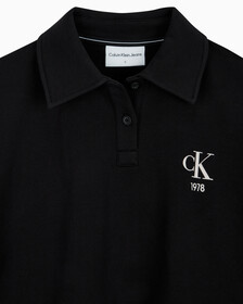 Buy 여성 바시티 폴로 넥 풀오버 스웻셔츠 in color CK BLACK
