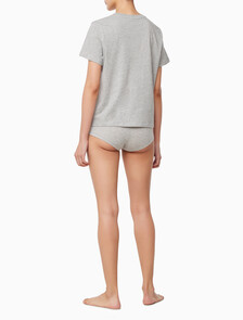 Buy 여성 100% 코튼 슬립웨어 클래식 티셔츠 in color GREY HEATHER