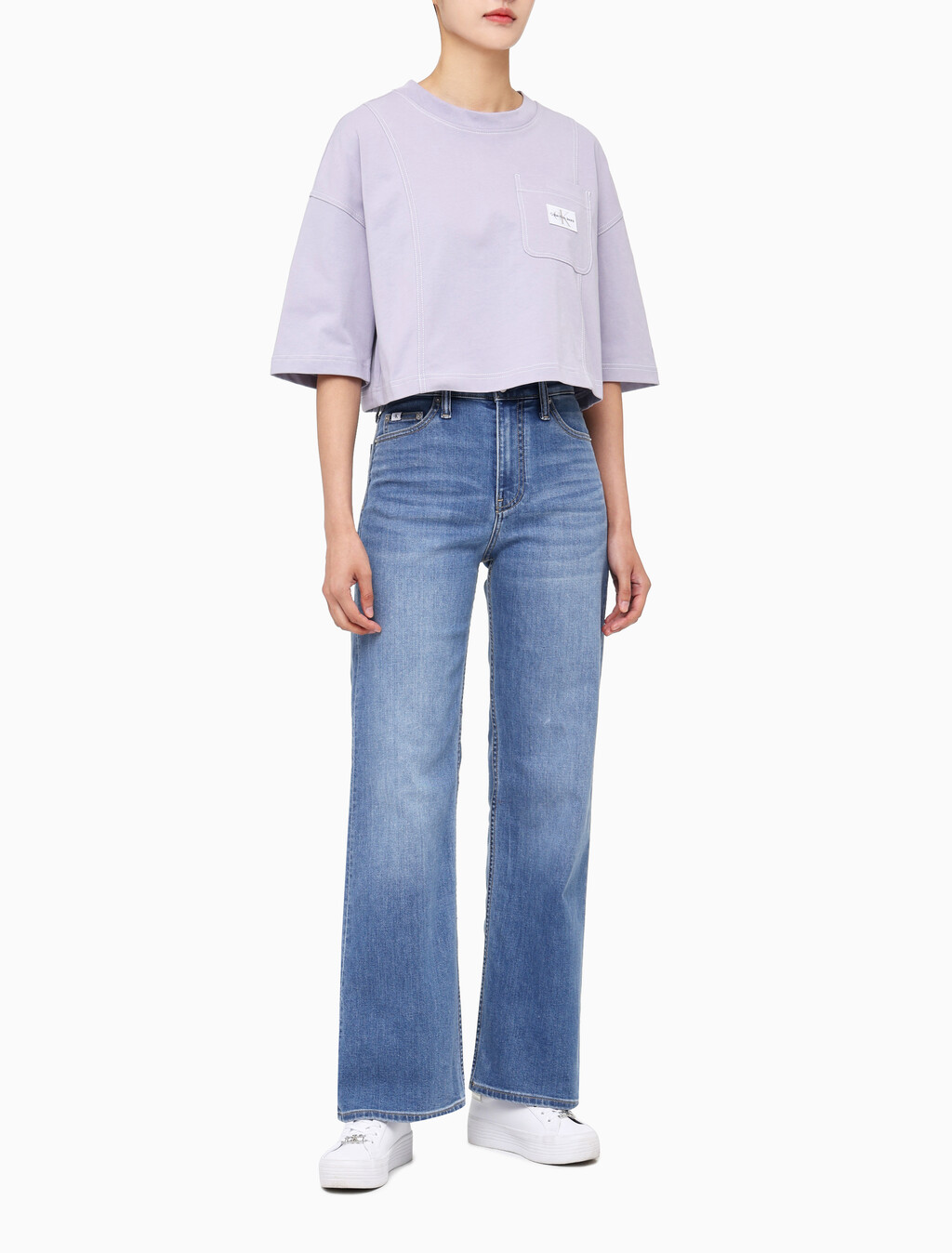 Buy 여성 패션 오버핏 크롭티 in color LAVENDER