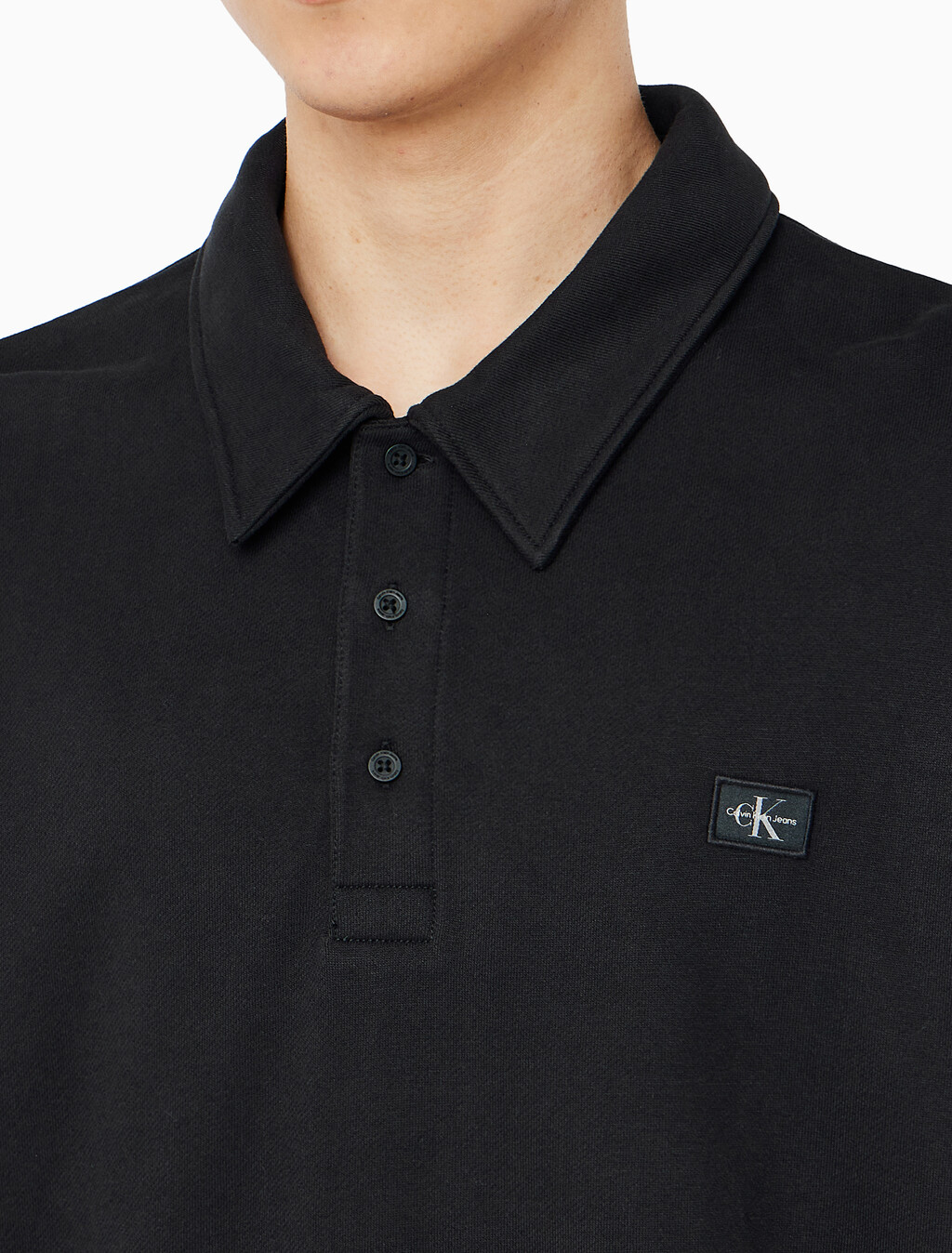 Buy 남성 릴렉스핏 하프 버튼 럭비 스웻셔츠 in color CK BLACK