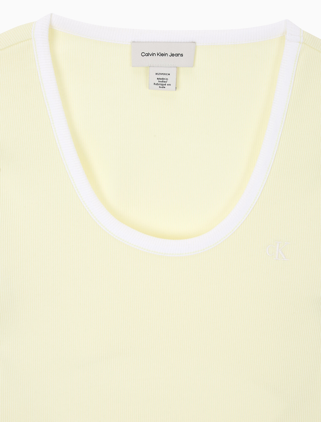 Buy 여성 베이비립 스쿱 컷아웃 탑 in color Light Yellow