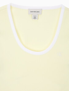 Buy 여성 베이비립 스쿱 컷아웃 탑 in color Light Yellow