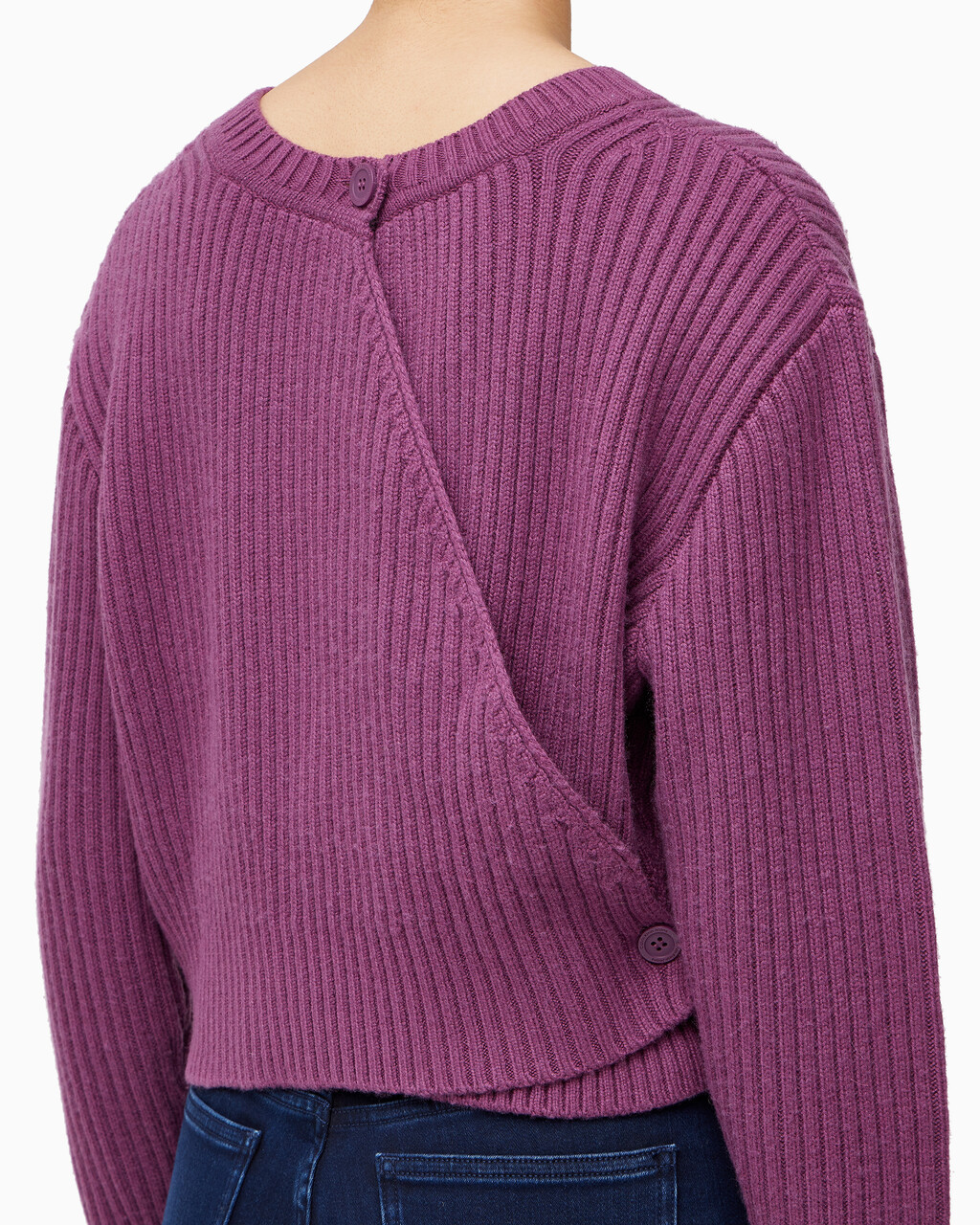 Buy 여성 캐시미어 백 디테일 풀오버 in color AMARANTH 