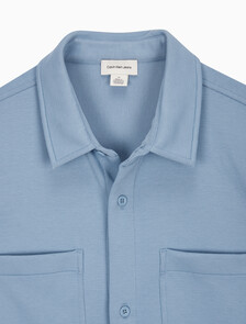 Buy 남성 릴렉스핏 텍스처 피케 반팔 오버 셔츠 in color BLUE
