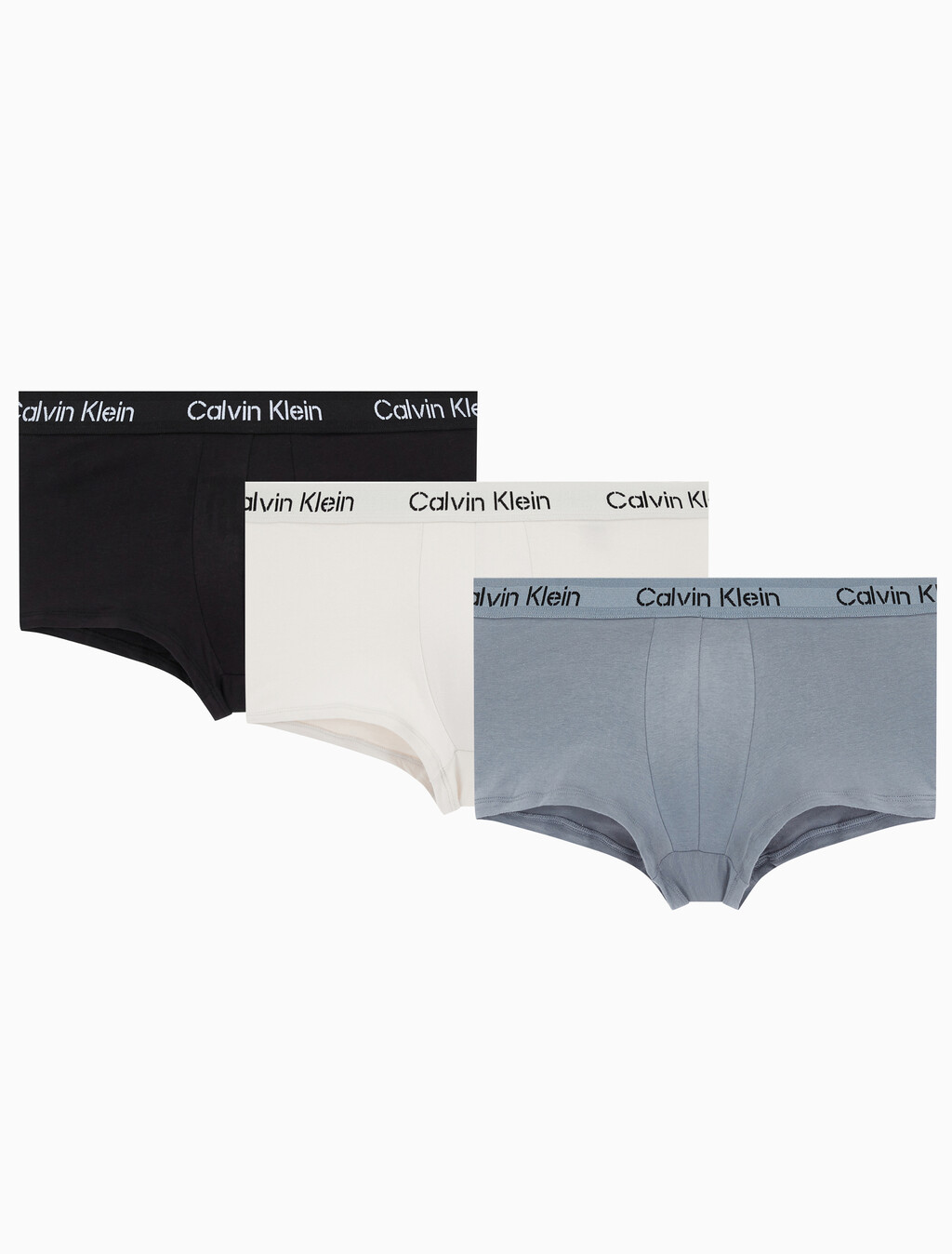 Buy 남성 스텐실로고 코튼스트레치 로우라이즈 드로즈 3PK in color BLACK/MOONBEAM/SHINING ARMOUR