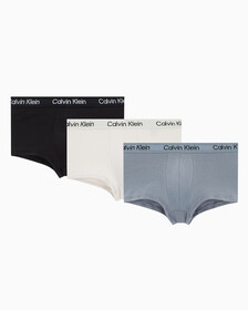 Buy 남성 스텐실로고 코튼스트레치 로우라이즈 트렁크 3PK in color BLACK, MOONBEAM,SHINING ARMOUR