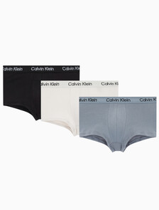 Buy 남성 스텐실로고 코튼스트레치 로우라이즈 드로즈 3PK in color BLACK/MOONBEAM/SHINING ARMOUR