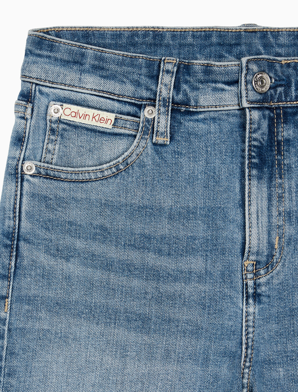 Buy 여성 하이라이즈 플레어핏 미드블루 이탈리안 데님 in color MID BLUE BACK EMBRO