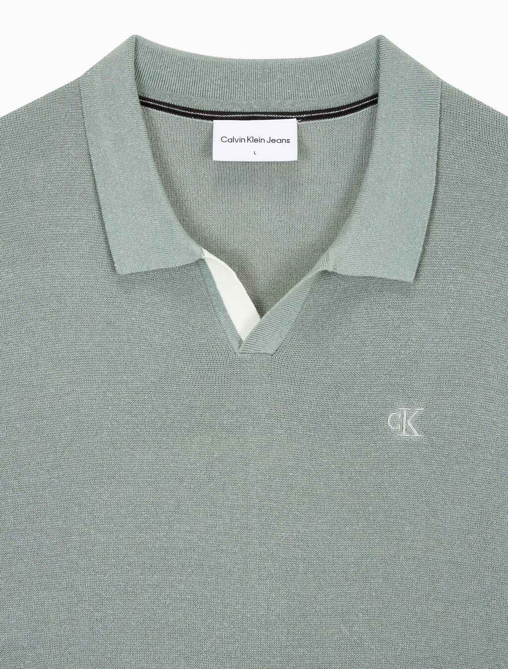 Buy 남성 CK 로고 폴로 반팔 스웨터 in color KHAKI GREY