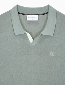 Buy 남성 CK 로고 폴로 반팔 스웨터 in color KHAKI GREY