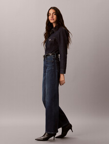 Buy 여성 아시아 와이드 틴티드 다크블루 데님 in color Dark Blue