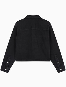 Buy 여성 크롭 대드 데님 셔츠 in color WASHED BLACK LOGO LACE