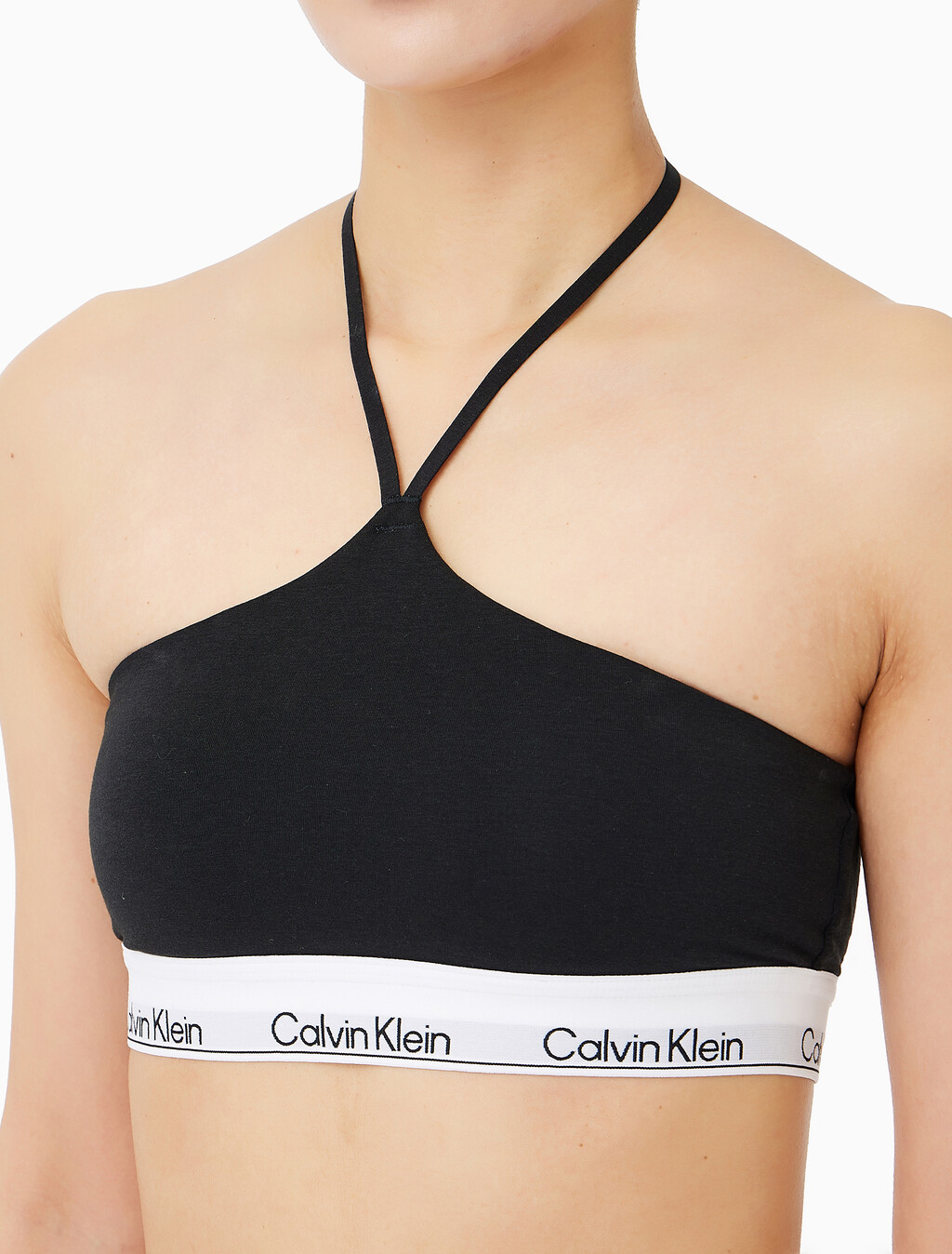 Buy 여성 아이콘 코튼 모달 홀터 브라렛 in color BLACK