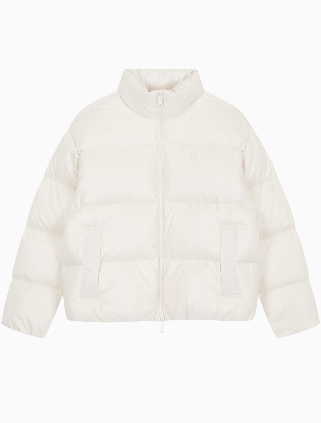 Buy 남녀공용 스탠드 카라 글로시 다운 푸퍼 자켓 in color WHITE