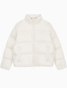 Buy 남녀공용 스탠드 카라 글로시 다운 푸퍼 자켓 in color WHITE