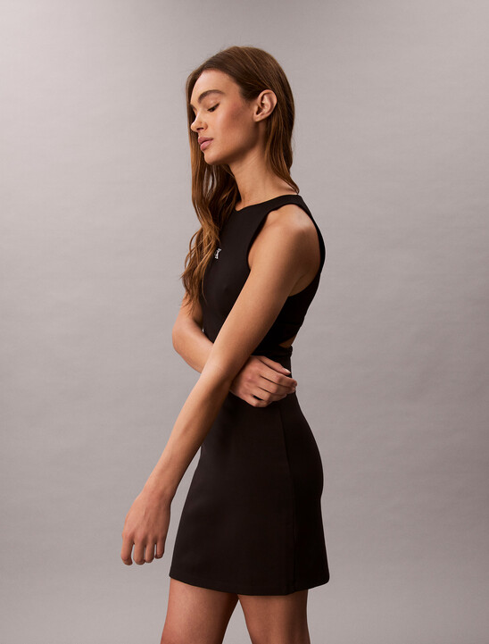 여성 슬리브리스 백 컷아웃 드레스