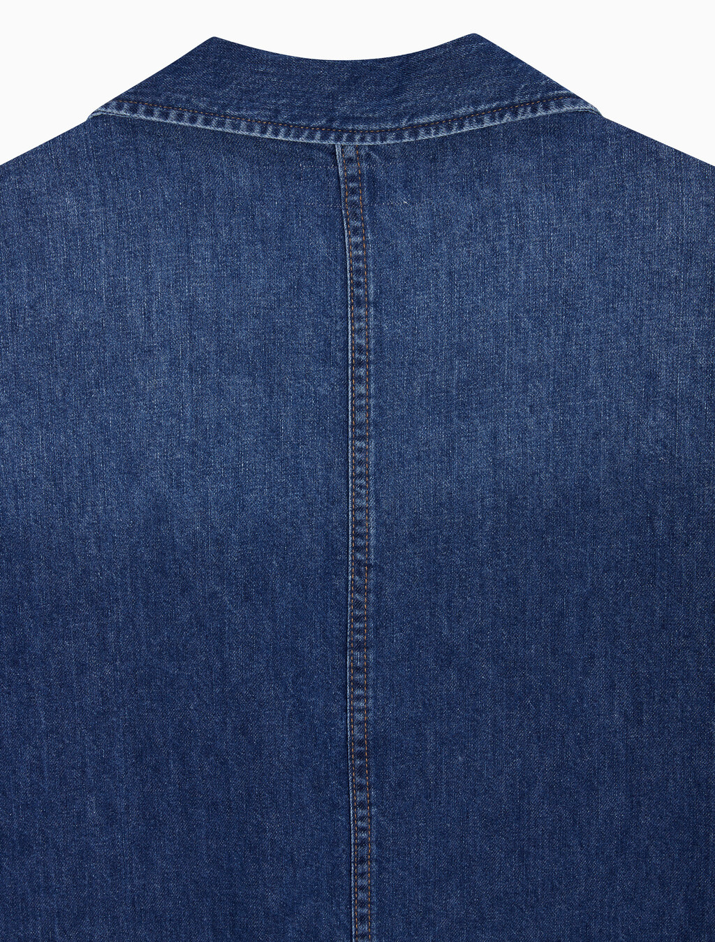 Buy 남성 다크블루 코튼 린넨 반팔 데님 셔츠 in color NILE BLUE