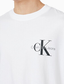 Buy 남녀공용 릴렉스핏 모노그램 로고 긴팔 티셔츠 in color BRIGHT WHITE