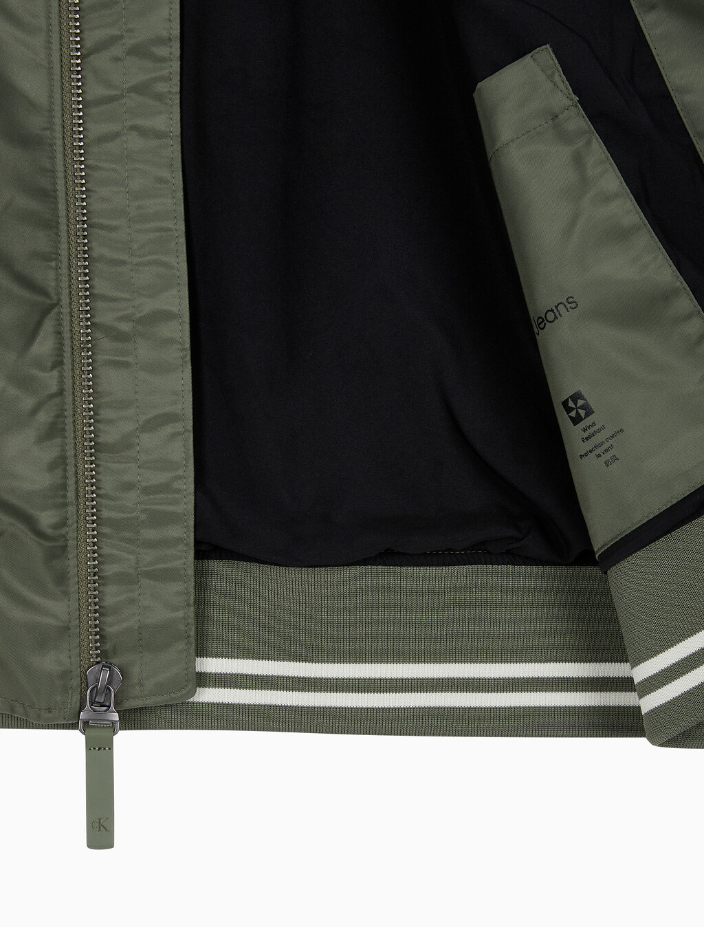 Buy 남성 티핑 디테일 히어로 패딩 보머 in color DUSTY OLIVE