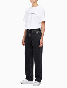 Buy 여성 90's 스트레이트핏 블랙 데님 in color WASHED BLACK LOGO LACE