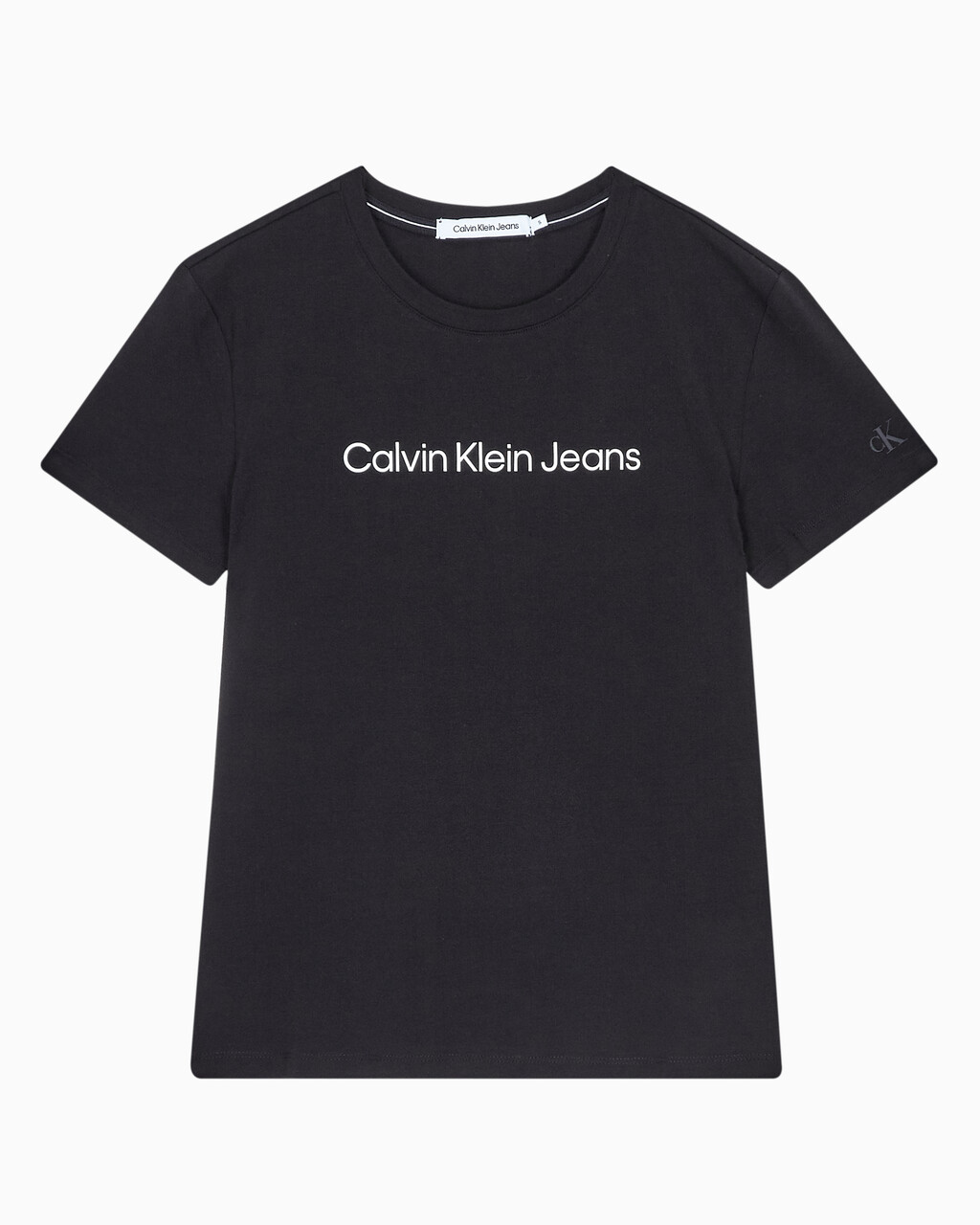 Buy 여성 슬림핏 인스티튜셔널 로고 반팔 티셔츠 in color CK BLACK
