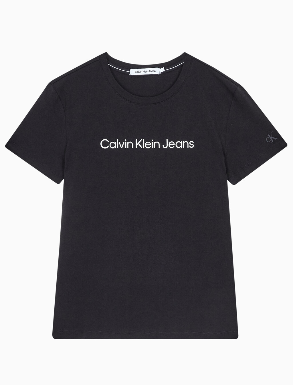 Buy 여성 슬림핏 인스티튜셔널 로고 반팔 티셔츠 in color CK BLACK