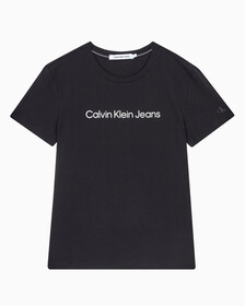 Buy 여성 슬림핏 인스티튜셔널 로고 반팔 티셔츠 in color CK BLACK