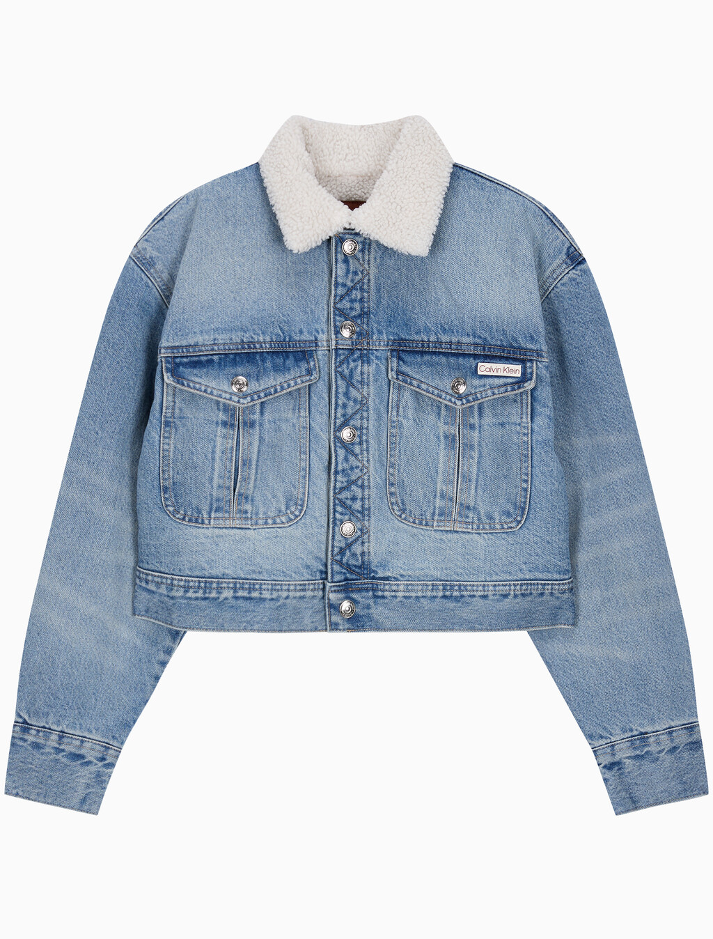 Buy 여성 쉐르파 울 데님 자켓 in color light blue