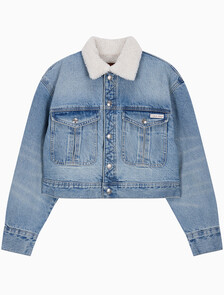 Buy 여성 쉐르파 울 데님 자켓 in color light blue