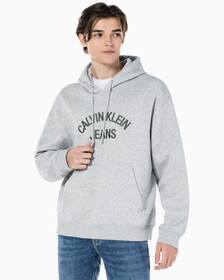 Buy 남녀공용 커브드로고 후디 in color LIGHT GREY HEATHER