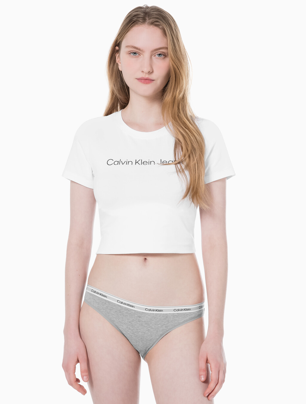 Buy 여성 모던로고 로우라이즈 비키니 in color GREY HEATHER