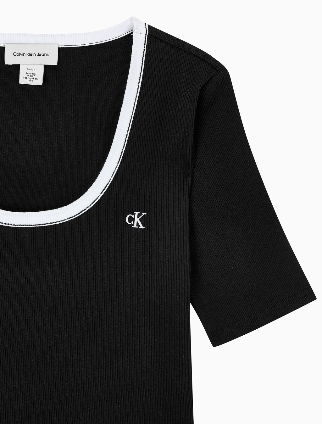 Buy 여성 베이비립 스쿱 컷아웃 탑 in color BLACK